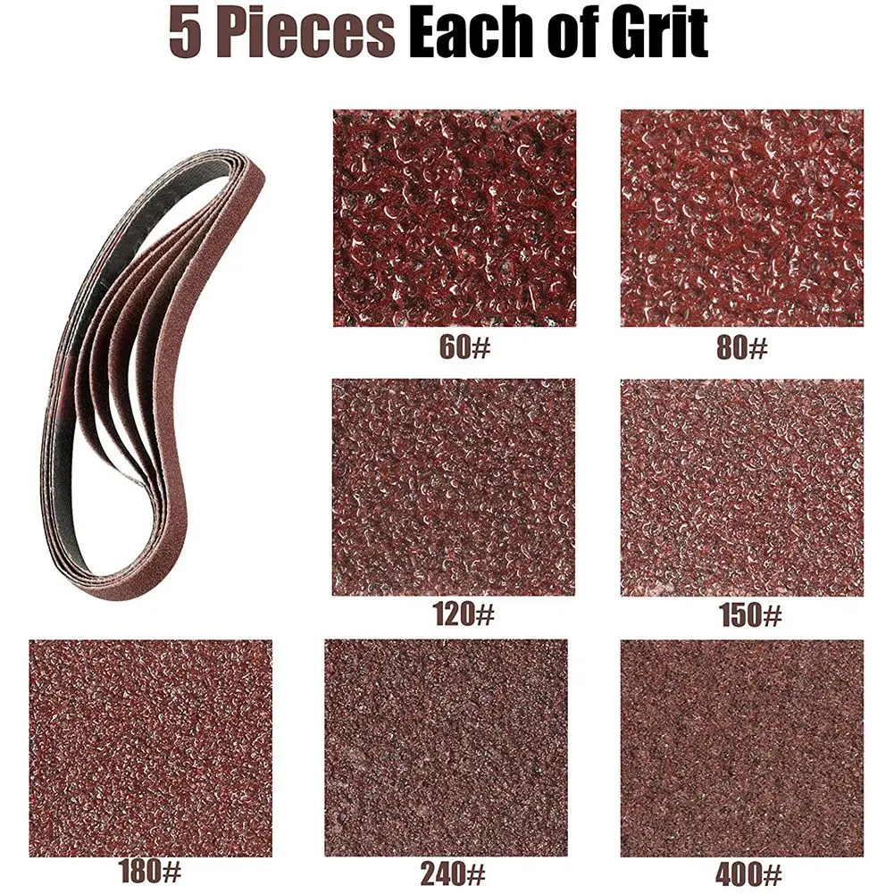 Abrasive Belt Sanding Paper Each of 60 80 120 150 180 240 400 Assorted Grits Abrasive File Belts for Air Belt Sander