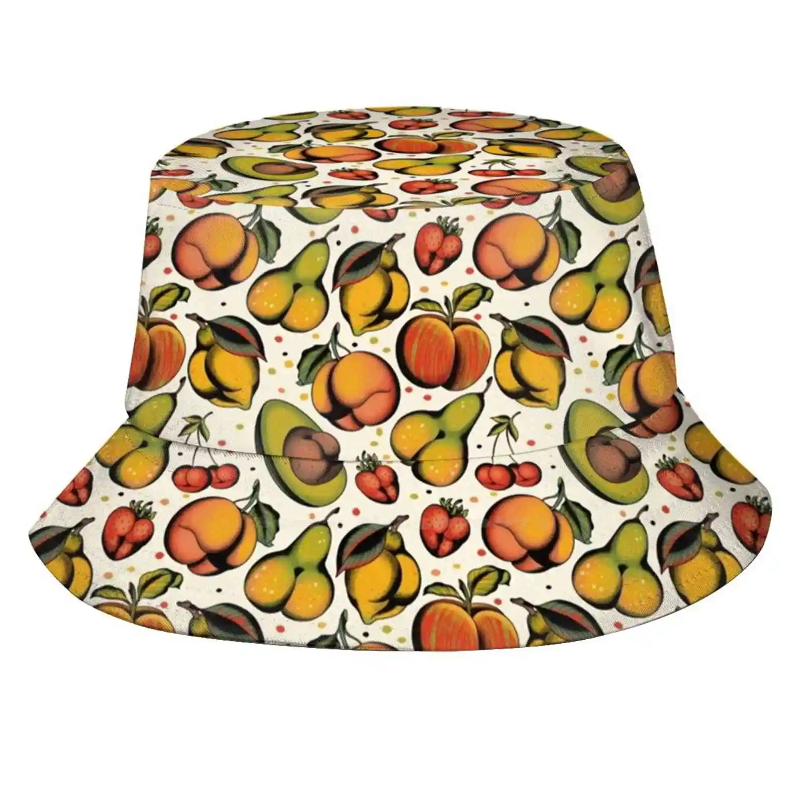 Tutti Frutti , Sexy Fruits Tattoo Flash Bucket Hat Beach Tourism Hats Breathable Sun Cap Fruits Sexy Summer Butt Bootylicious