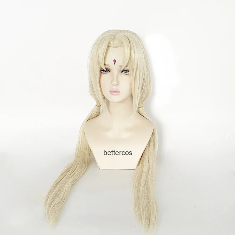 Tsunade Wigs Anime Blonde Long Styled Synthetic Hair Cosplay Costume Wigs + Wig Cap XC708