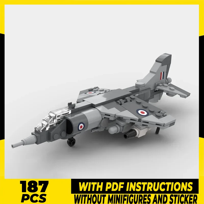 

Moc Building Blocks Military Series 1:72 Scale Harrier GR.1 Model Technology Aircraft Bricks DIY Assembly Fighter Toys
