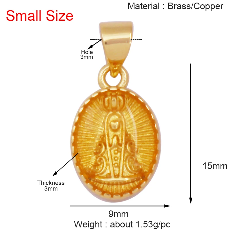 Holy Religious Jesus Virgin Mary Charm Geometry Charm Pendant,Colorful 18K Gold Plated Jewelry Necklace Bracelet Supplies K53