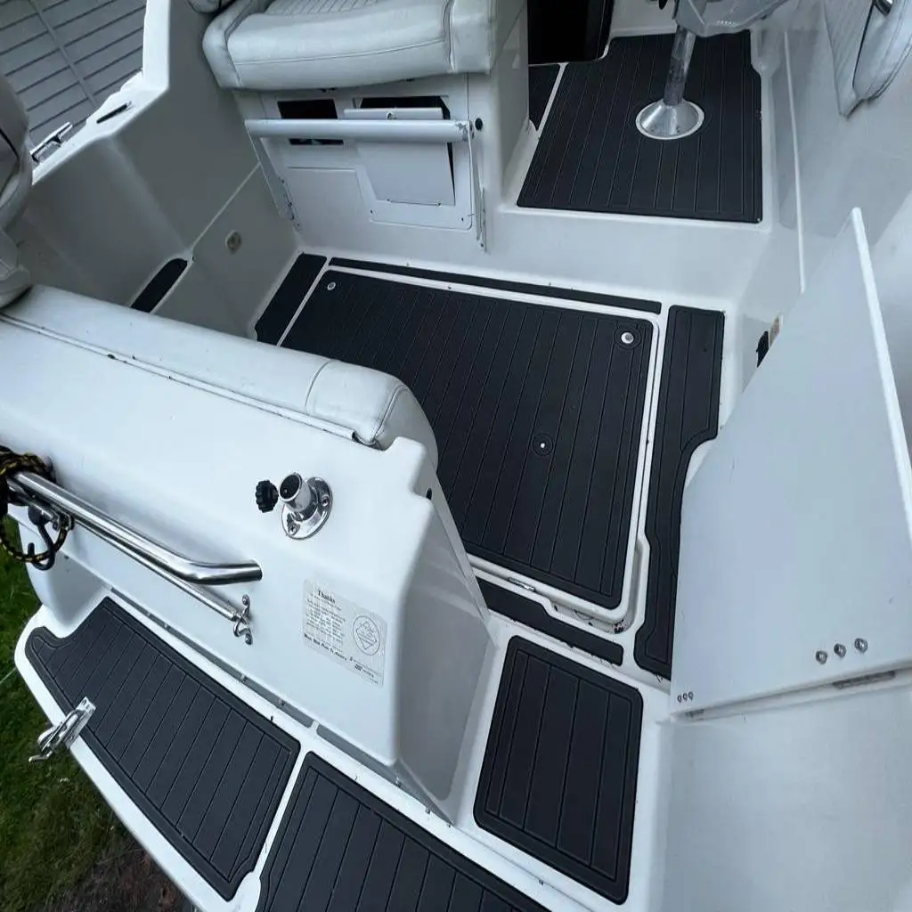 

1997 Bayliner 2855 Платформа для плавания, кокпит, лук, лодка, пена EVA, напольный коврик из тикового дерева, коврик SeaDek, стиль Gatorstep, самоклеящийся d346547