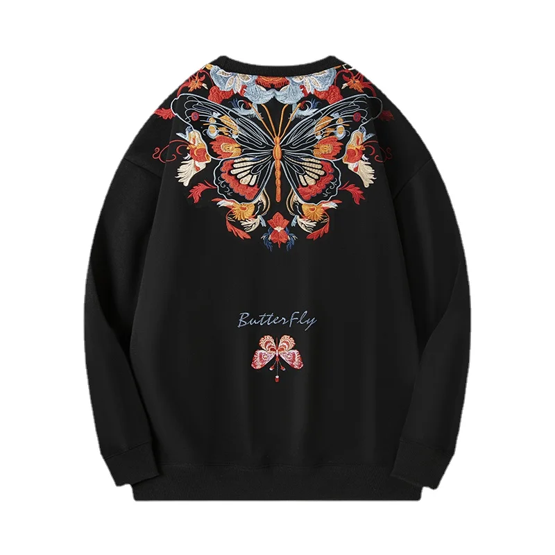 Butterfly Embroidery Hoodies Men Women Fashion Harajuku Sweatshirts Vintage Hip Hop Hoodies Streetwear Designer Couple Pullover