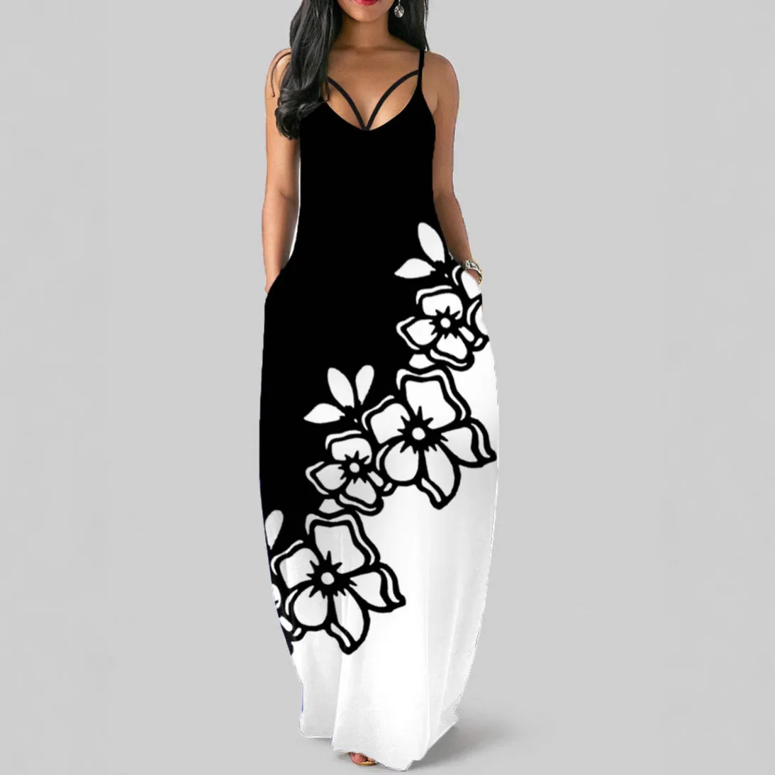 

New women's fashion dress summer casual loose sleeveless suspender dress simple versatile high-end dress