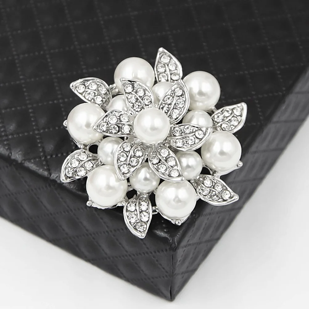 2 قطعة بروش الأزهار للأحذية الكريستال الأحذية الديكور حجر الراين أبازيم اللؤلؤ مقاطع مزدوجة ورقة زهرة تصميم الفضة #4