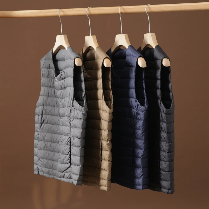 

Высококачественный жилет 90 Du down Jaet, мужской повседневный воротник-стойка, модный легкий теплый зимний жилет-стойка, подходит для городского сна