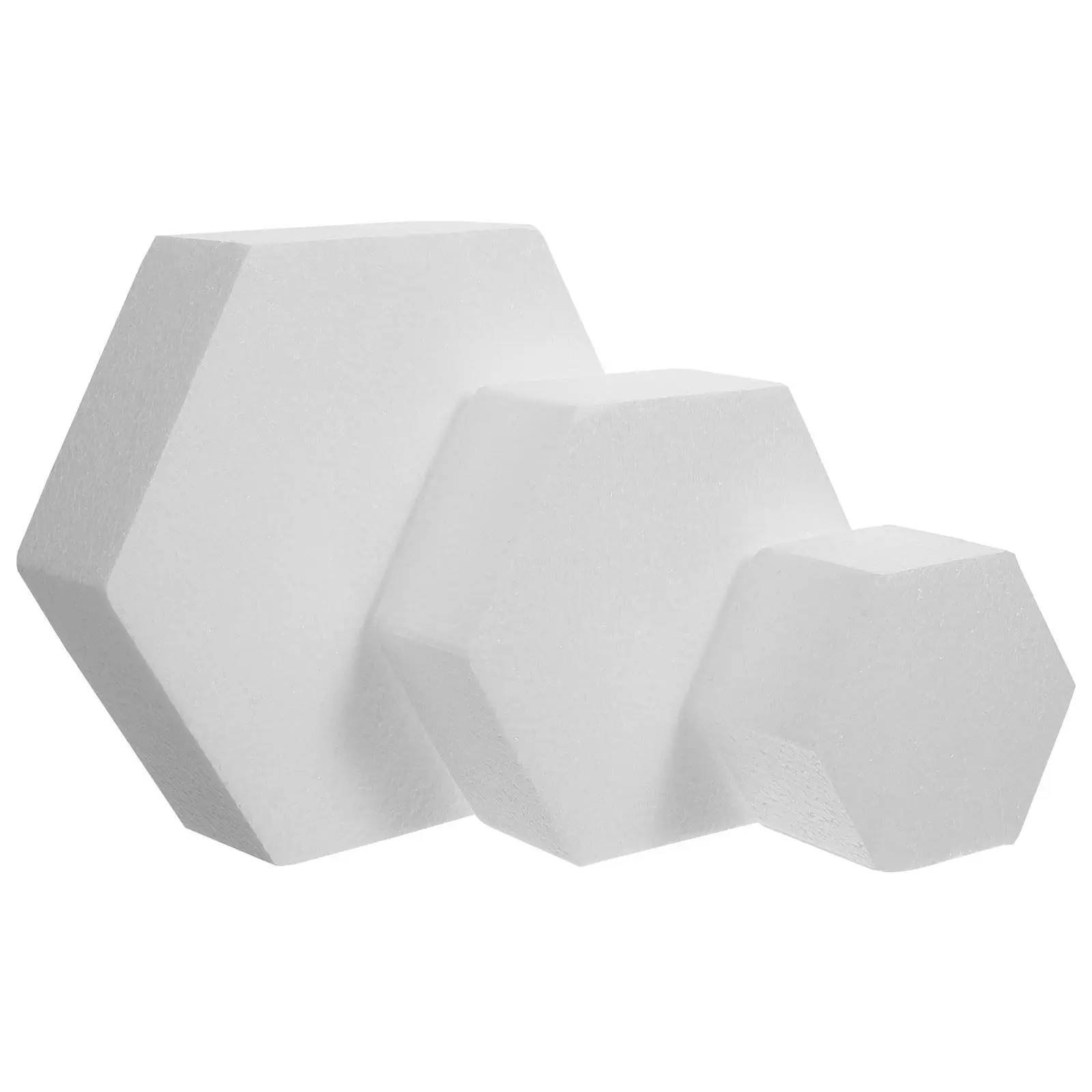 3Pcs Hexagon Foam Cake Models White Customizable Fake Cakes for Cake Decorating Practice Flower Molding Ribbon Wrapping Party