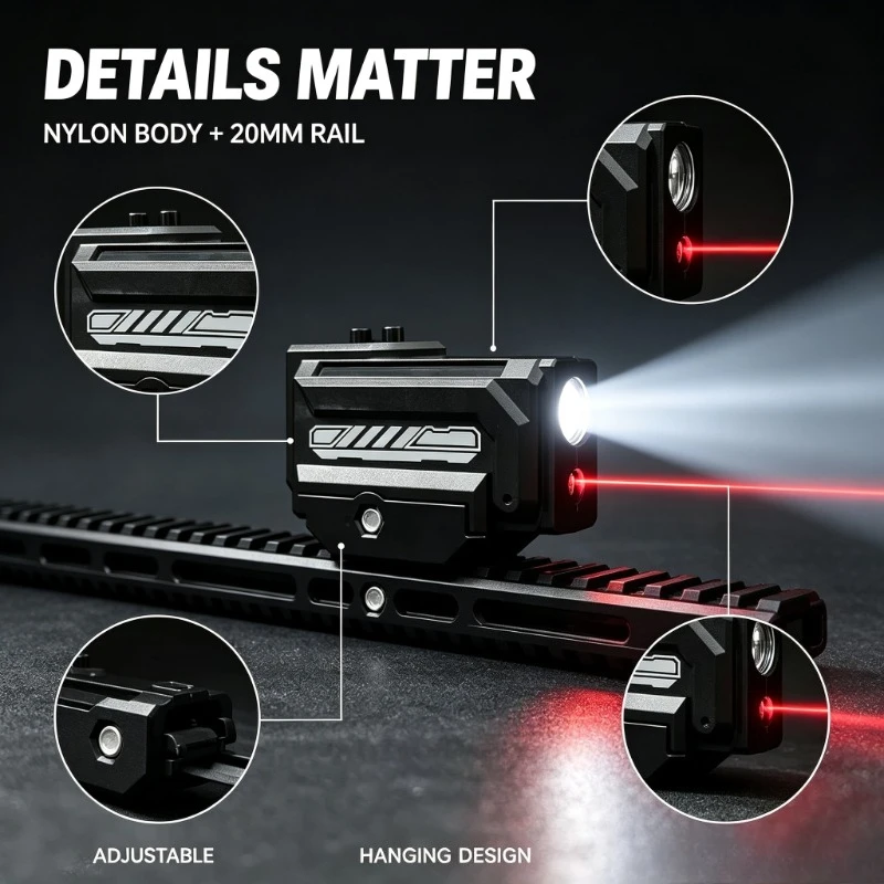 20mm Rail Fit Adjustable Nylon Infrared LED Lamp,Hanging Mount Structure For Shock‑Resistant Outdoor Night Activity Usage