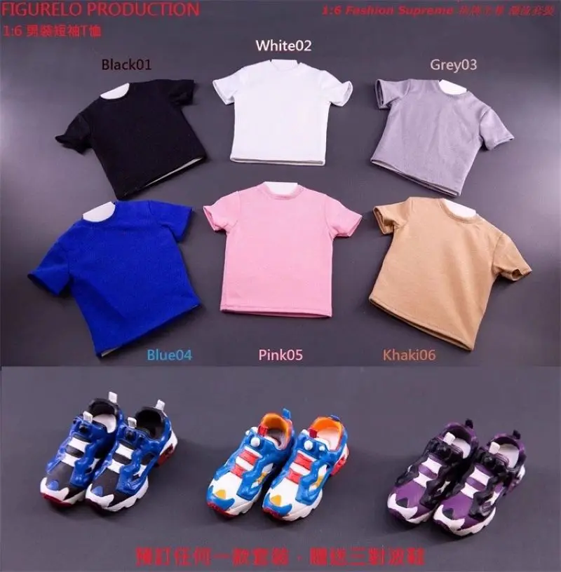 

Black01-Khaki06 1/6 Male Soldier T-shirt Shoes Set Clothing Model Toy Accessories Fit 12'' Action Figures In Stock