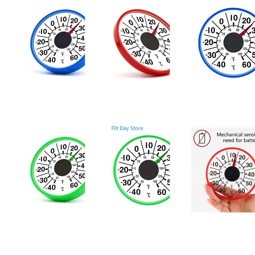F92C Mechanical Window Thermometers with Celsius Scale ABS Temperature Gauges Perfect for Greenhouse Sun Room Cafe