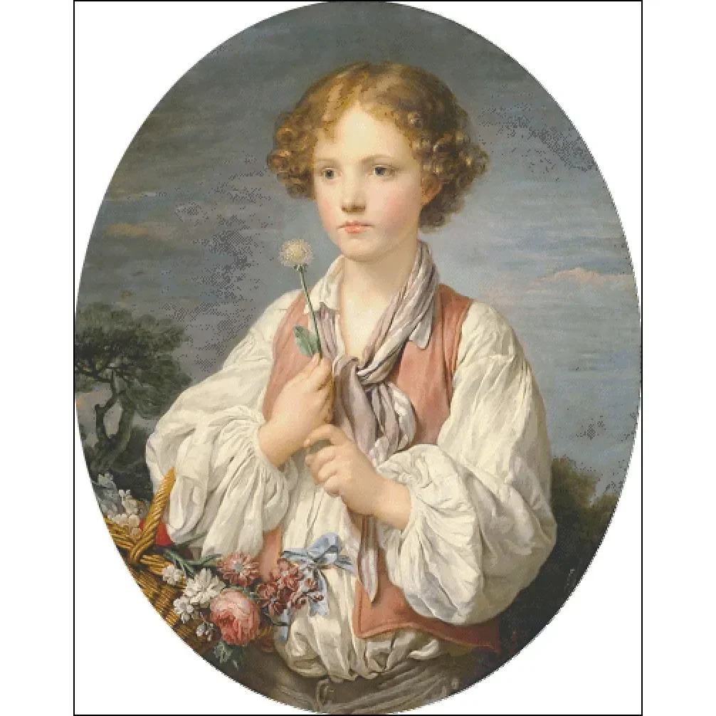 | Stamped Cross Stitch Kit 14CT 16CT 18CT, DIY Printed Canvas Cotton Thread Embroidery Needlework S[ZZ8556-Girl with Dandelion]