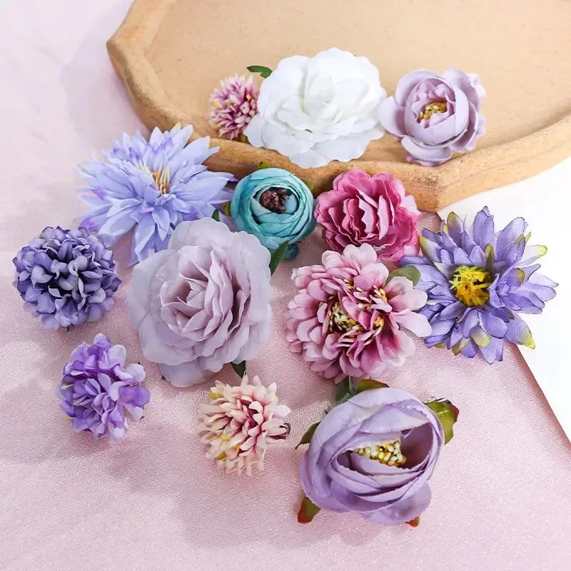 Multicolor Mixed Artificial Flowers Silk Rose Fake Flowers for Home Decor Wedding Decoration DIY Craft Flower Wall Accessory