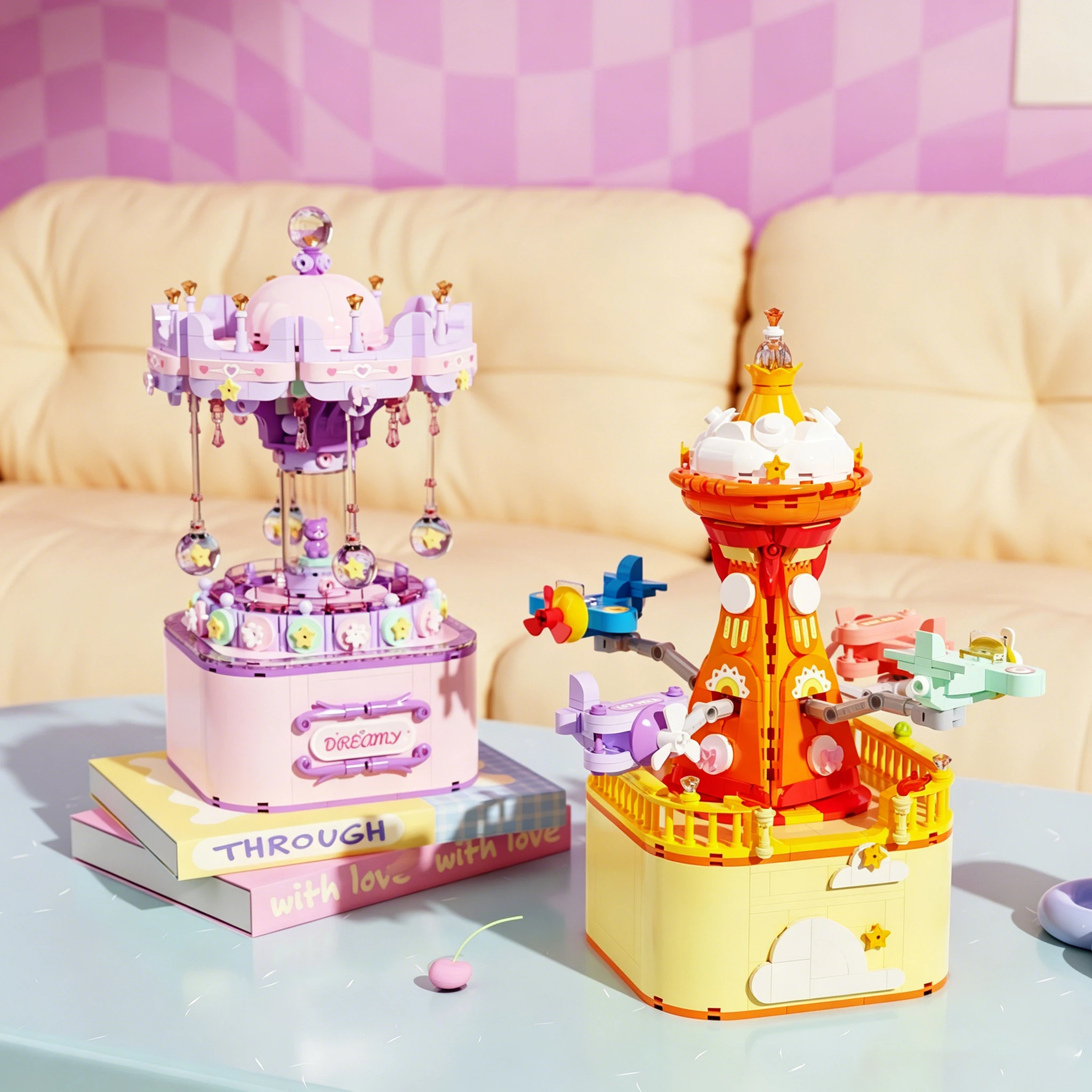 Carousel Music Box Building Blocks DIY 3D Puzzle Assembly Toy for Kids Rotating Musical Model Birthday Gift Decor for Boys Girls