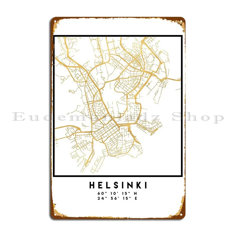 Helsinki Финляндия город уличная карта искусство металлическая табличка плакат вечерние тарелки ретро настенный декор таблички дизайн жестяная вывеска плакат