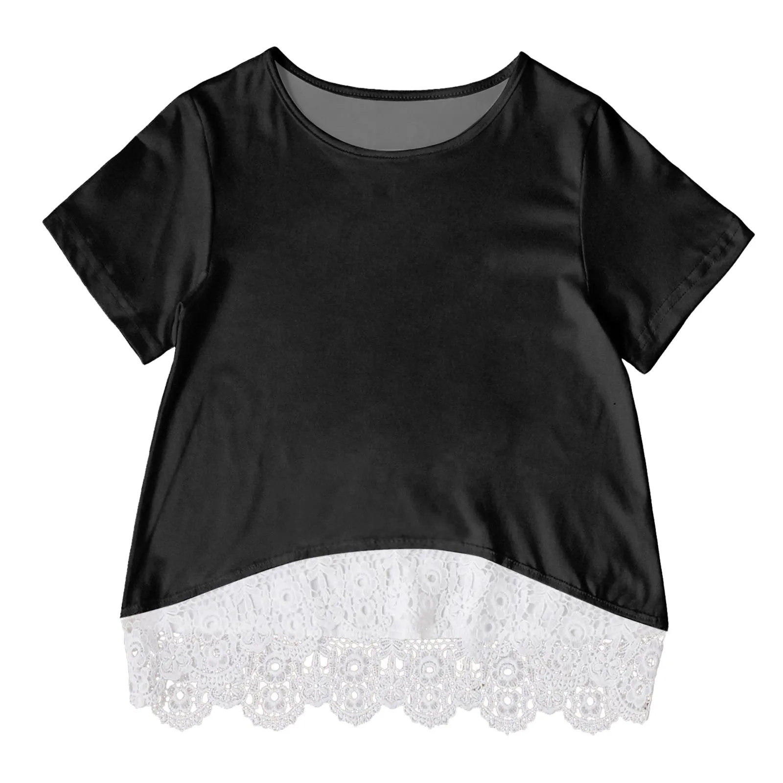 T-Shirts For Teen Kids Girls Short Sleeve Lace T Shirt Trendy Girls Tops, Tees & Shirts Sports Fans Blouses Kids Girls Size 14t