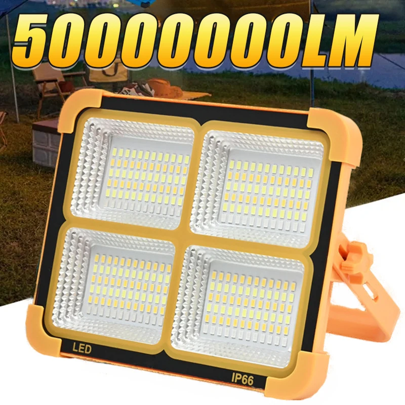 50000000LM Multifunctional Solar Camping Lamp With Warning Light Outdoor Solar Lamp Rechargeable LED Lights IP66 Waterproof
