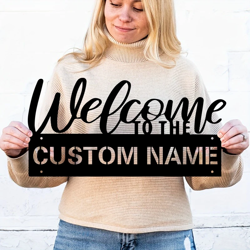 Custom Metal Welcome Sign - Personalized Family Name, Durable Outdoor Home Decor, Ideal for Wedding or Housewarming Gift