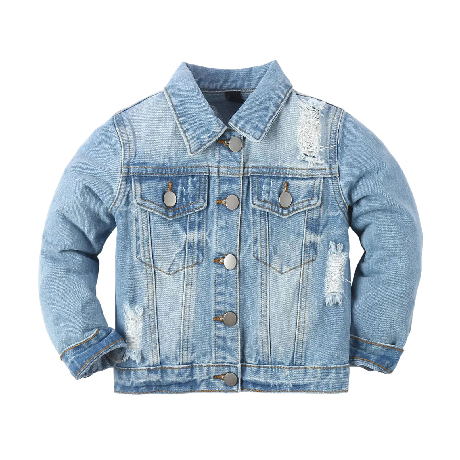 

Winter Coats for Kids Girls 2025 Fashionable Piercing Denim Coat Trendy Versatile Coat Girls Travel Jacket