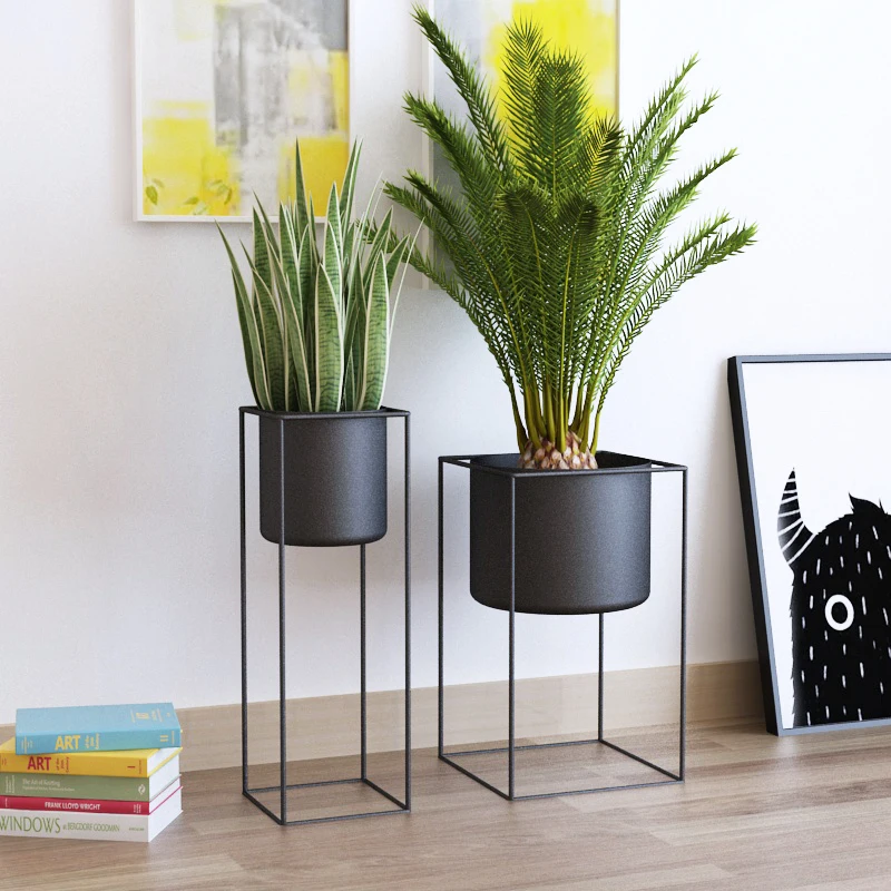 Modern Iron Flower Stand Minimalist Living Room Balcony Flower Pot Holder Indoor Decorative Plant Stand Home Floor Storage Rack