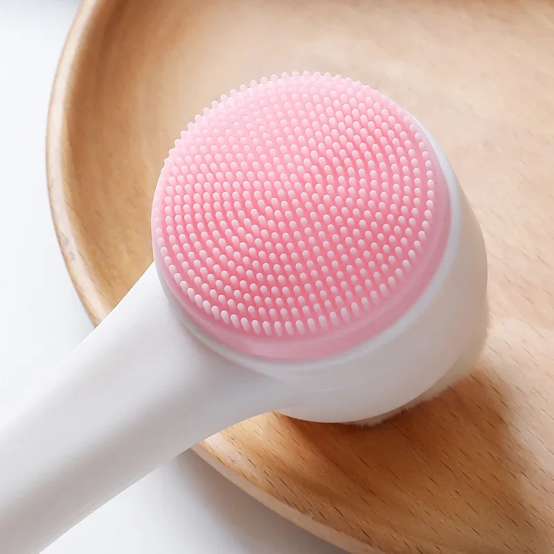 New Double-sided Silicone Skin Care Tool Facial Cleanser Brush Face Cleaning Vibration Facial Massage Washing Product Wholesale