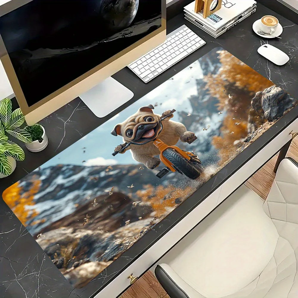 

Large and cute dog riding mouse pad is made of rubber, durable, anti-slip and washable. It is suitable for gamers and home use