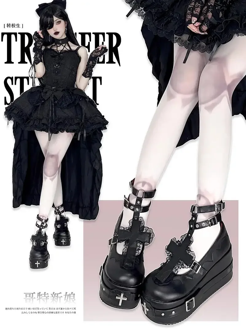 Gothic Bride Original Gothic Style Thick Soled Lolita Single Shoes Halloween Lolita Sponge Cake Shoes Shallow Mouth Single Shoes