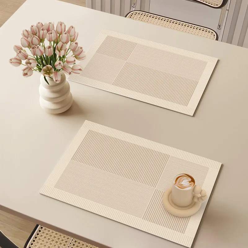 VIKAMA Vintage Peony Floral Long Table Mat Cream White Waterproof Heat Resistant Placemat For Coffee Dining Desk