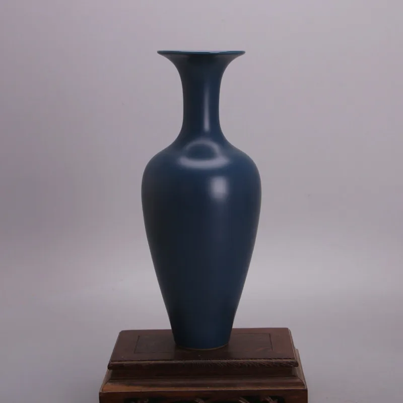 Chinese Yong zheng Qing Dynasty Style Sky Blue Glaze Lantern Vase Handmade Porcelain Vintage Home Decor Collectible