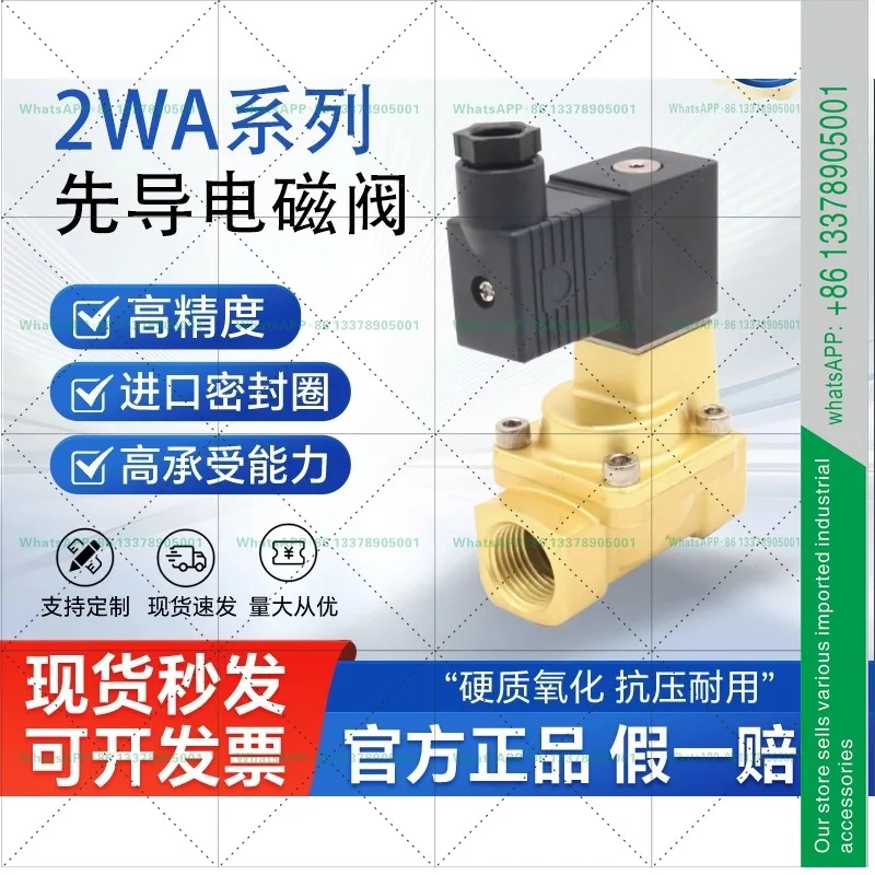 Original 2WA20020B/A/C/E/FI Brass Pilot Operated 2 Position 2 Ventilation Water Ventilation Solenoid Valve