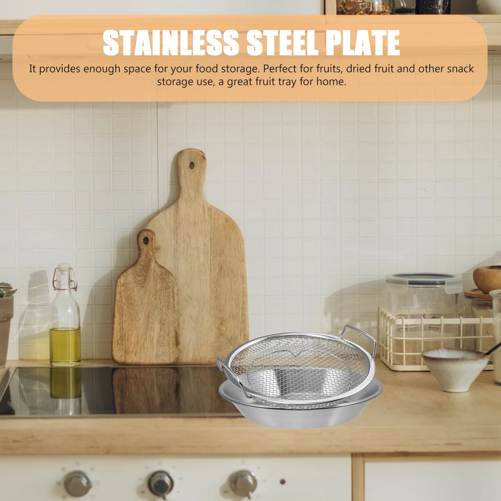 

1Set Oil Draining Plate Stainless Steel Double Layer Fried Food Tray for Snacks Fruits Dessert Barbecue Serving Baking Air Fryer