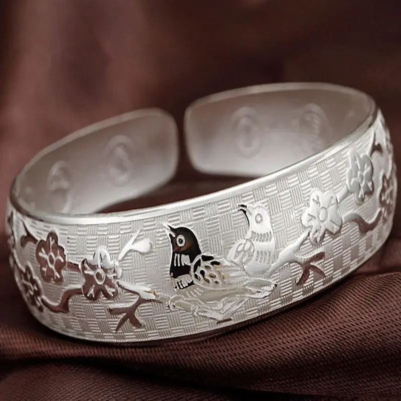 925 Sterling Silver Simple Open Bangles Circle for Women Girl Fashion Family Party Fine Jewelry Bangles