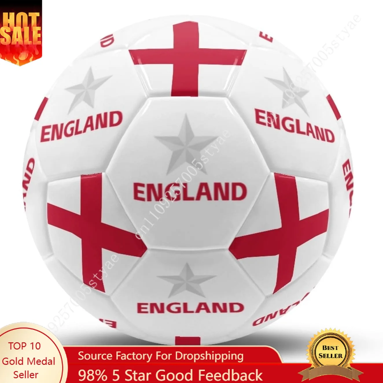 England Flag Soccer Ball Leather Football Lightweight Sport Equipment Durable Soccer Balls for Indoor Outdoor Match Training