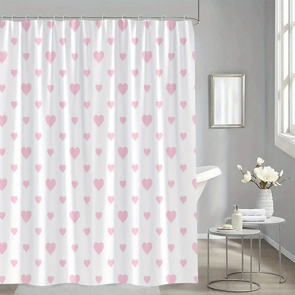 

Розовая занавеска для душа в форме сердца, моющаяся грязеотталкивающая насадка для душа, водонепроницаемая полиэстеровая занавеска для ванны для домашнего декора
