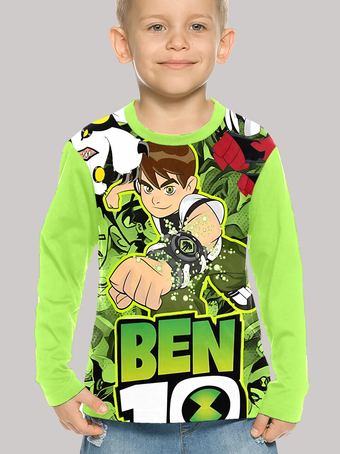 Ben 10 3D Print Children T-Shirt Long Sleeve Spring Fall Clothes Casual Round Neck Boys and Girls Tops