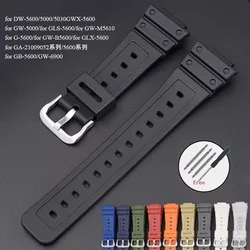 Rubber Watch Band for DW-5600 GA-2100 DW5000 G5600 GW-M5610/B5600 TPU Diving Sport Accessories 16mm Resin Replacement Bracelet
