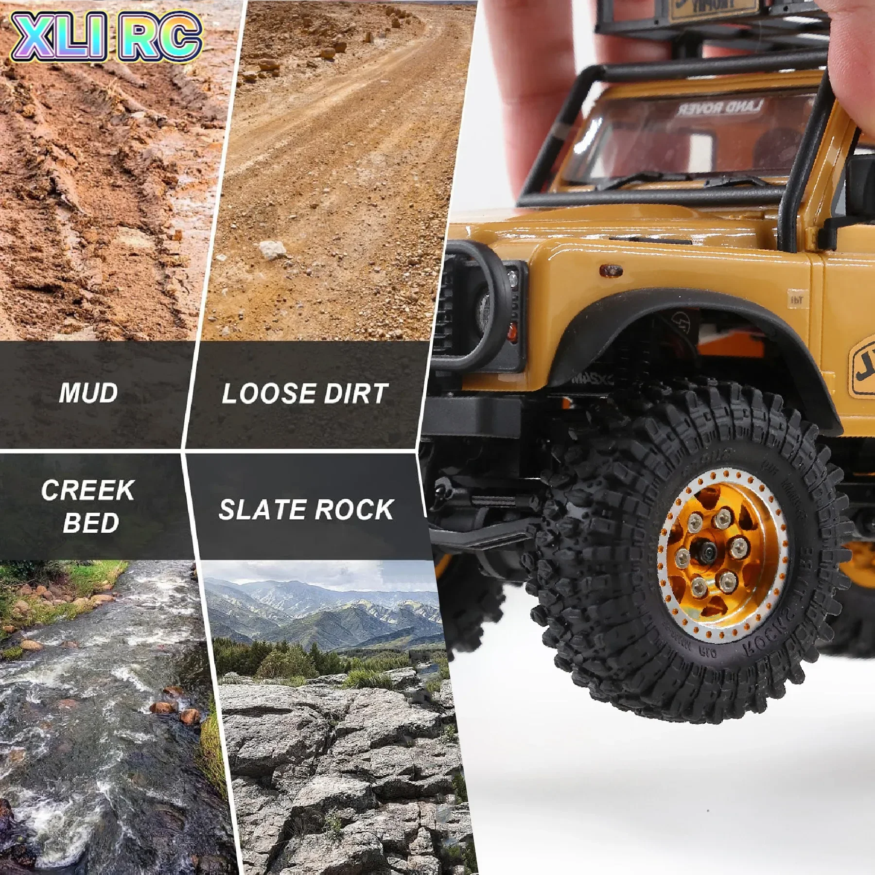 RED SPIDER 1.0 wheels Metal Beadlock Wheel Rims Rubber Tires Set for 1/18 1/24 RC Crawler Car Axial SCX24 FMS FCX24 Parts 3