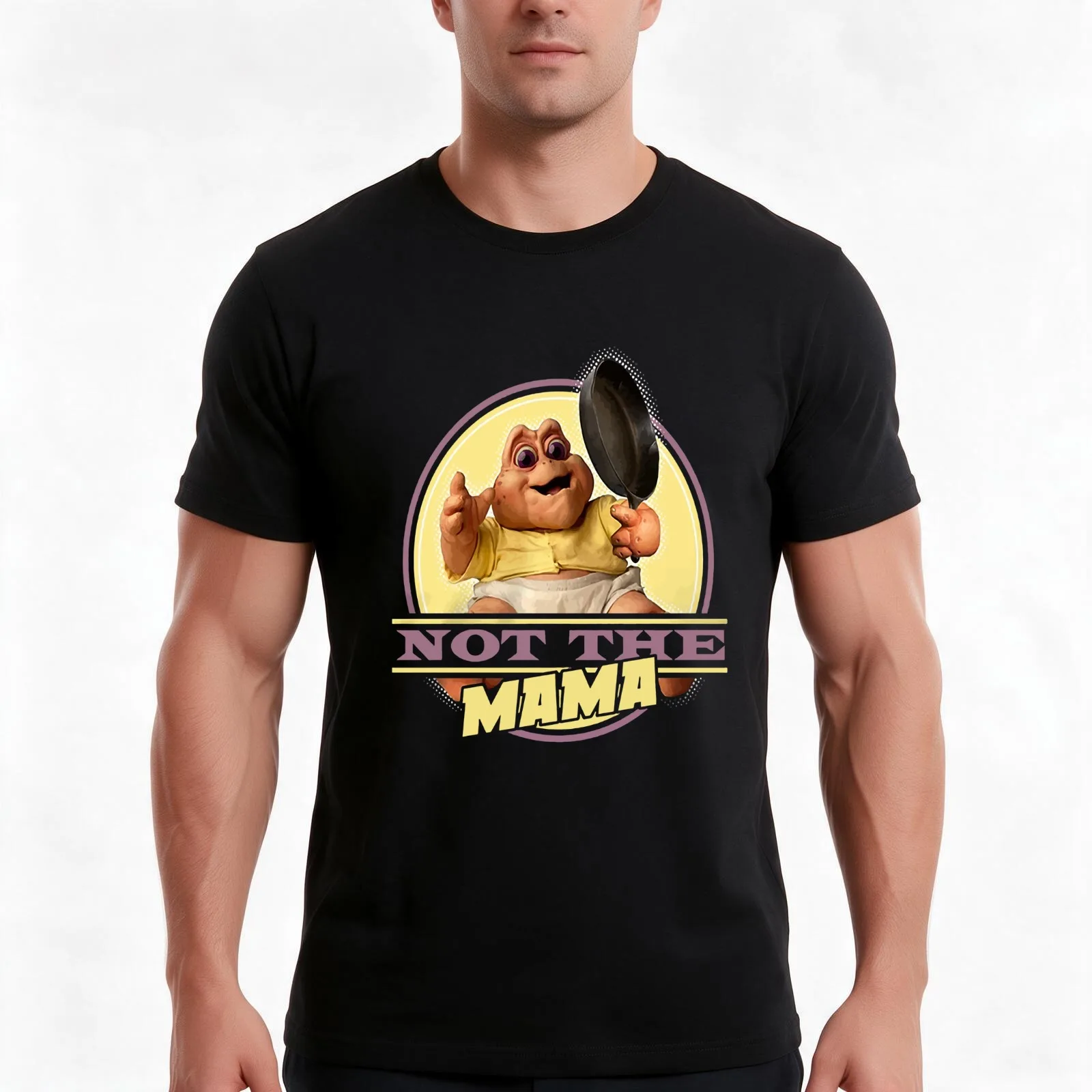 Dinosaurs Not The Mama (DNS0020-501BLK) Men_s T-Shirt, Summer Casual Cotton Tee, Oversized Streetwear Tops, Unisex Men Women