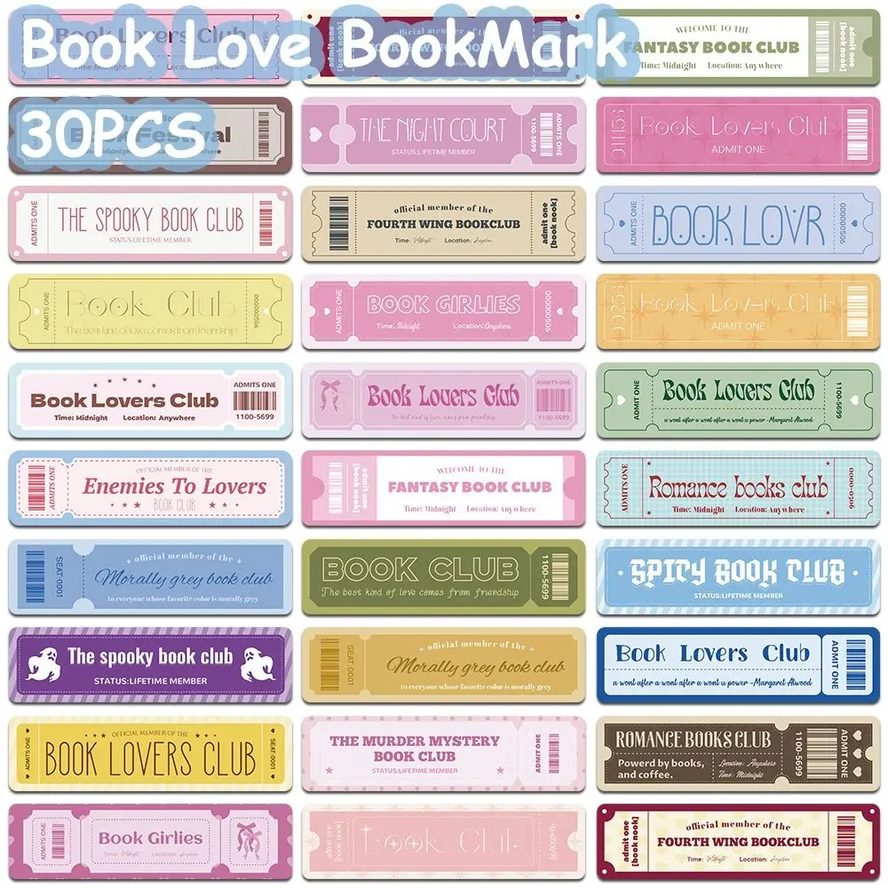 30pcs Creative Book Lovers Bookmark Rectangular DIY Reading Book Clip Gift Waterproof Pagination Mark School Office Supplies