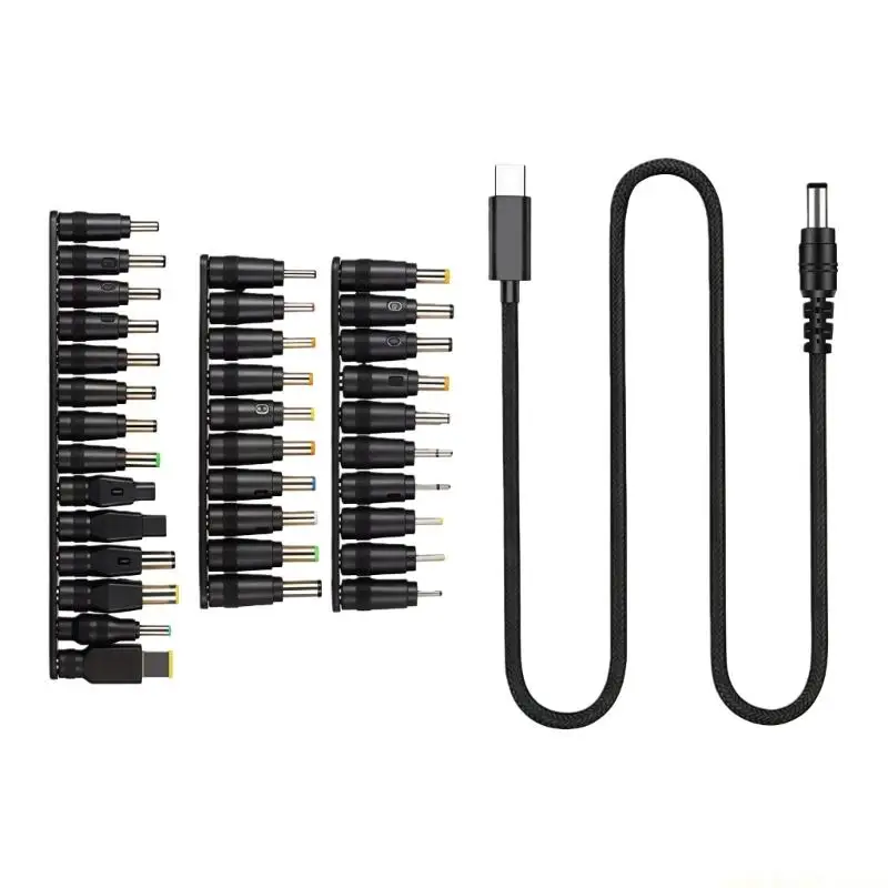 Universal Laptop Power Converters DC5.5mm to USB C 100WPD Charging Cable Including Multiple Adapter for Different Models