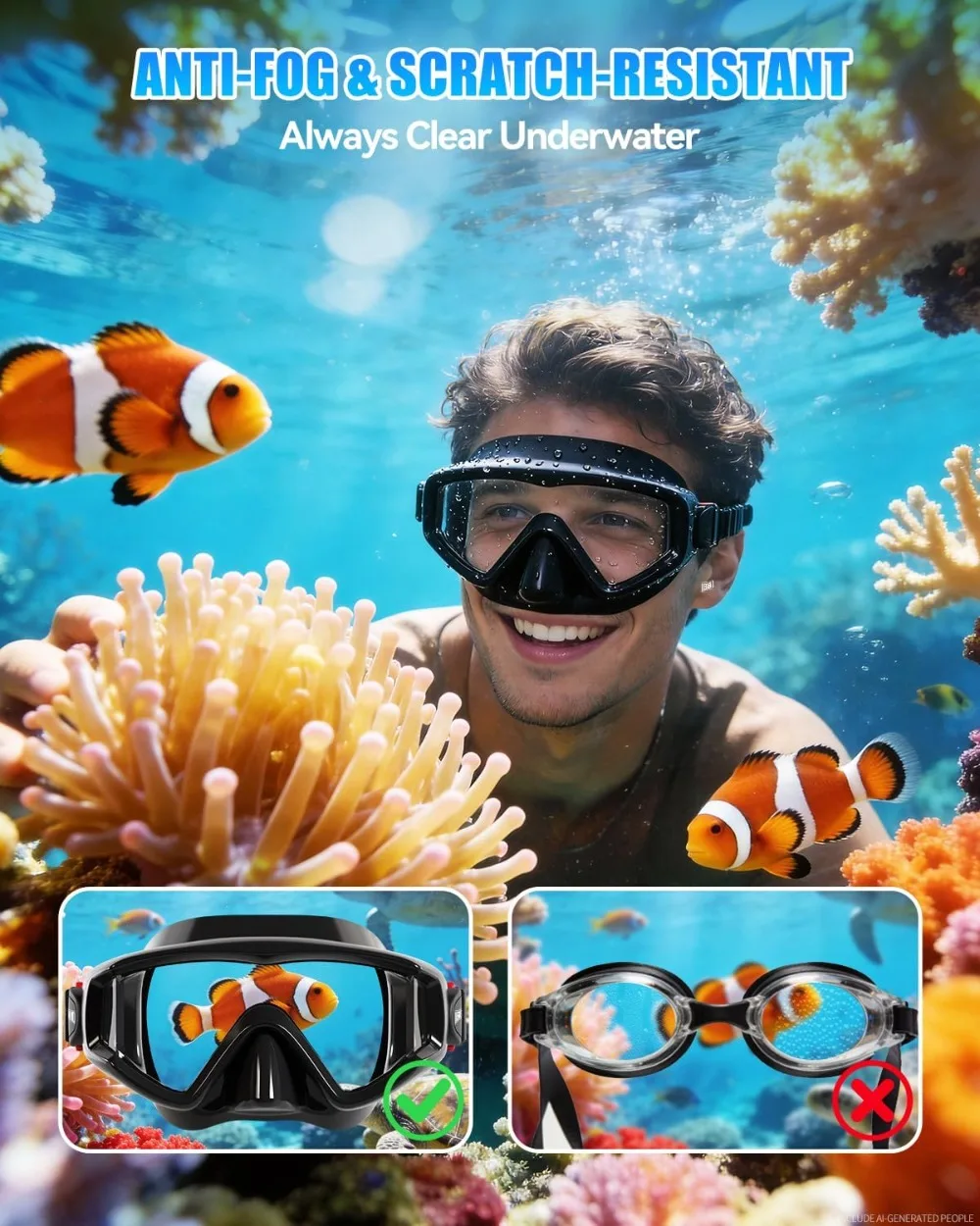 Swim Goggles for Adults Kids 220° Wide View Anti-Fog with Mesh Bag for Pool Beach view 4