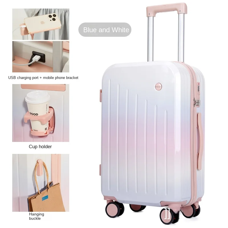 2024 New Gradient Colour Luggage Travel Suitcase Student Trolley Case 20 inch Ladies Boarding Box Ultra-Lightweight