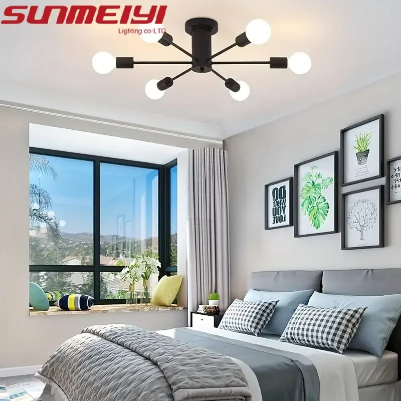 الشمال الحد الأدنى الحديثة جو غرفة المعيشة غرفة الطعام الثريا غرفة نوم غرفة الضيوف فرع الحديد LED تجهيزات ضوء السقف