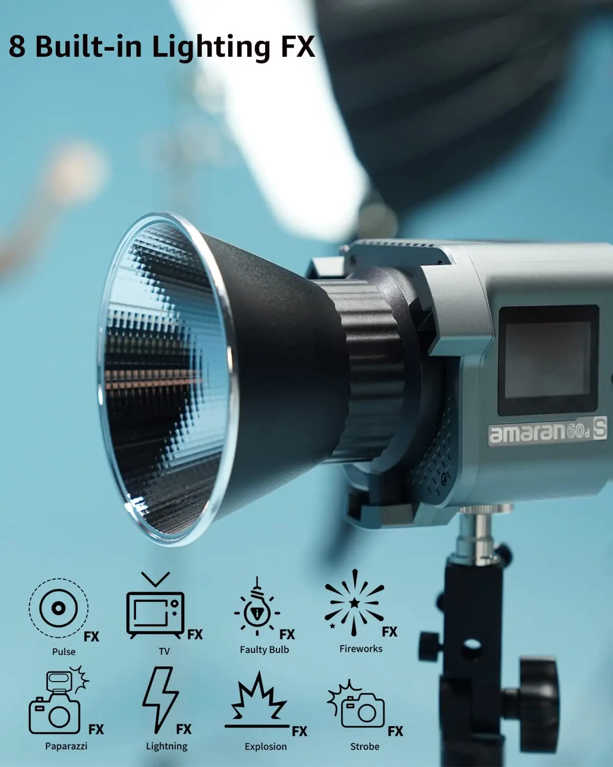 Imagem -03 - Aputure Amaran 60x s 60d s Série Estúdio Led Luz de Vídeo Bi-cor 2700k6500k 80w Portátil ao ar Livre Iluminação Spotlight Nova Atualização