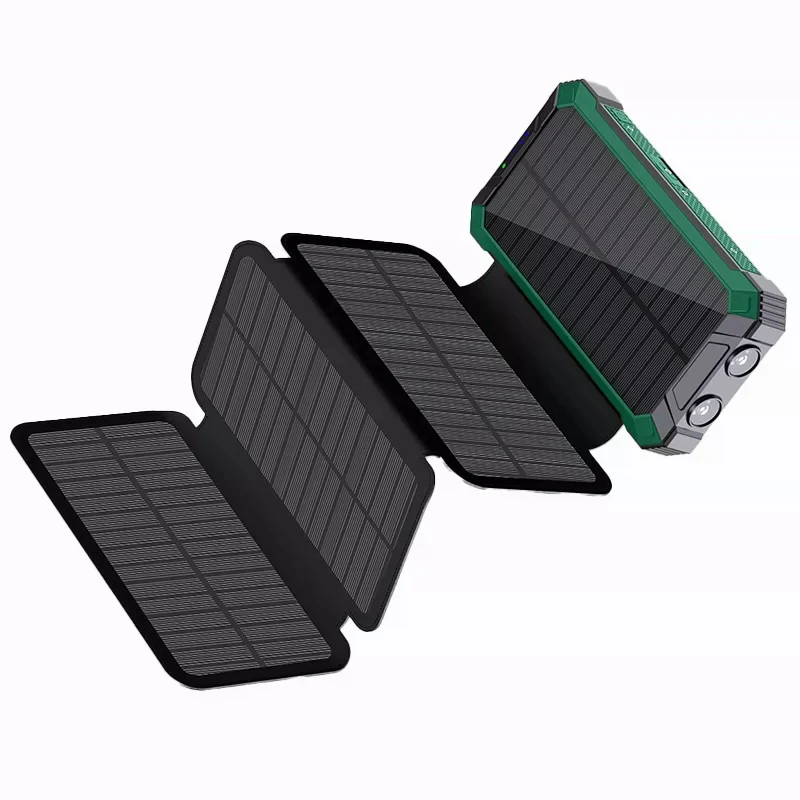 Portable solar waterproof power bank 20000mAh Type C interface, foldable solar power bank, with wireless charging function