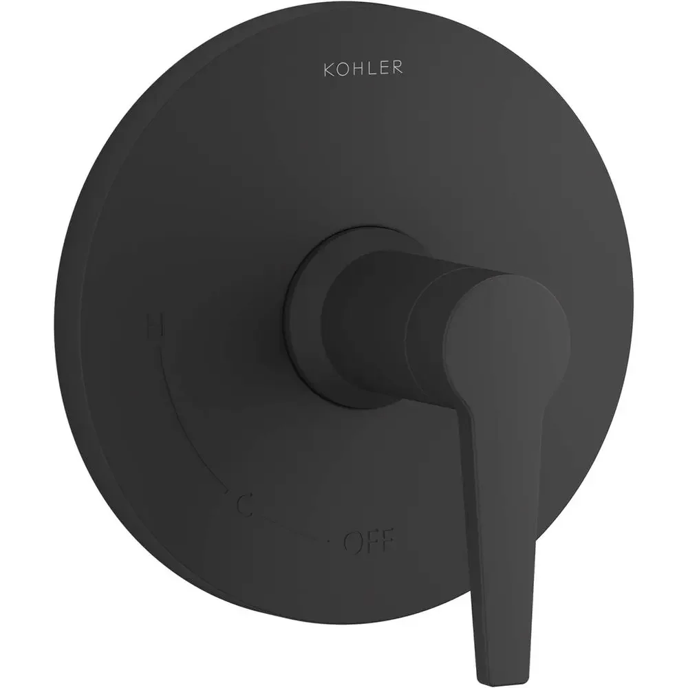 Matte Black Shower Trim with Lever Handle, Requires Valve, Trim Only