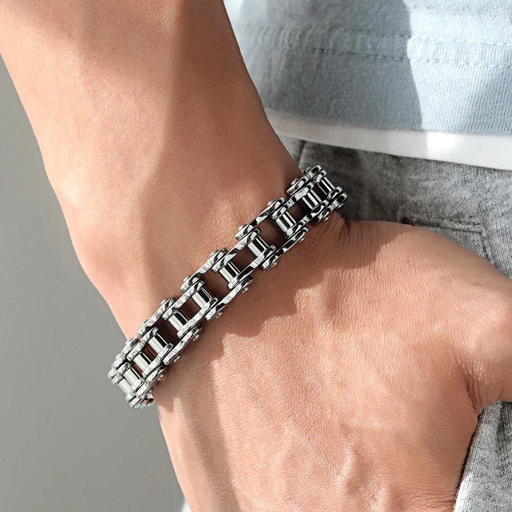 

Top Quality Stainless Steel Biker Bracelet Men's Motorcycle Chain Punk Rock Male Fashion Bicycle Bracelets Wrist Chain Jewelry