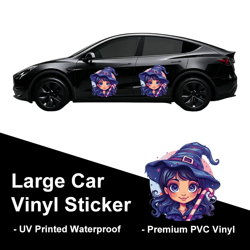 Large Size Witch Car Sticker Cartoon Weird Sunproof Decal Halloween Decor Fender DIY Multi-site Practical Scratch Cover Sticker