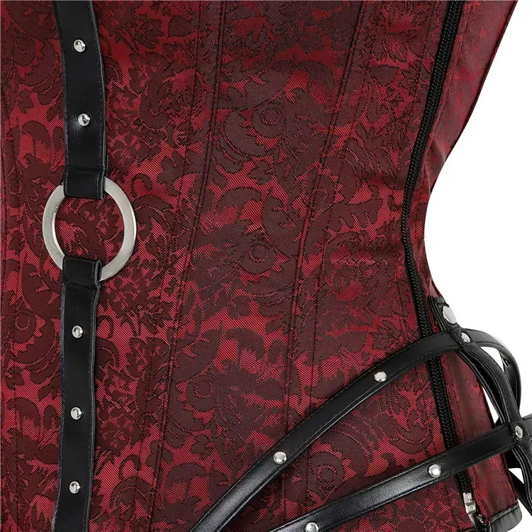 Women Gothic Steampunk Overbust Corset Top Boned Lace Up Bustiers Retro Corselet Halloween Cosplay Costume