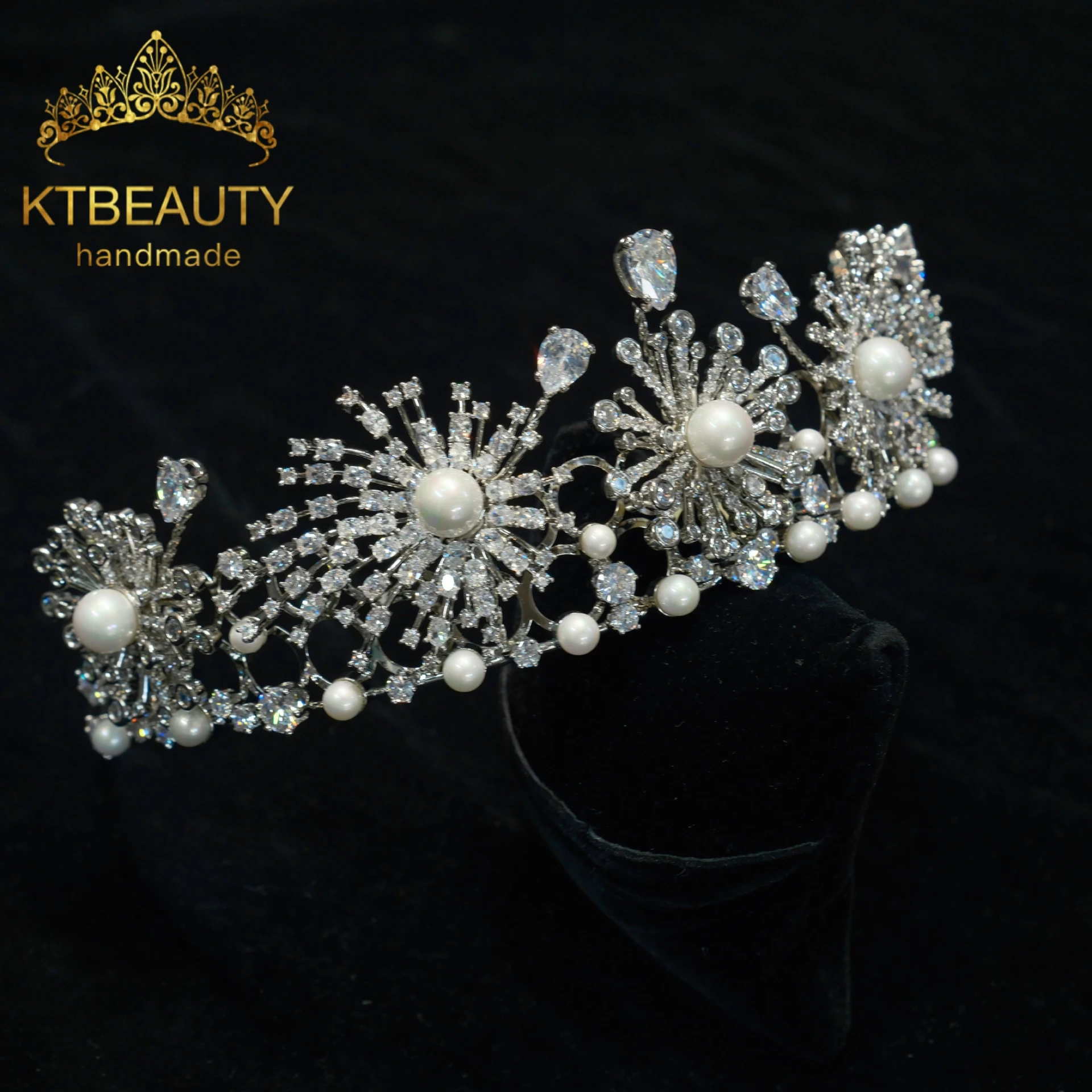 

Ktbeauty Bridal Copper Zirconia Headpiece with Pearls 4 Designs Fashionable Hair Jewelry For Woman Wedding Hair Accessories