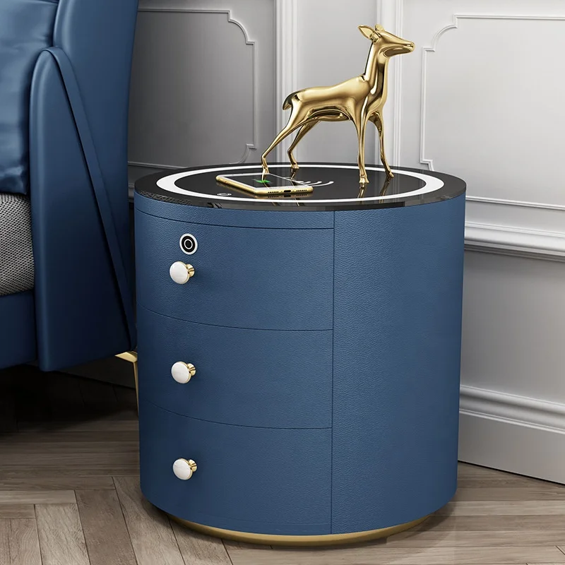 Bedroom furniture Simple design Wholesale price Smart bedside table with drawers Luxury round